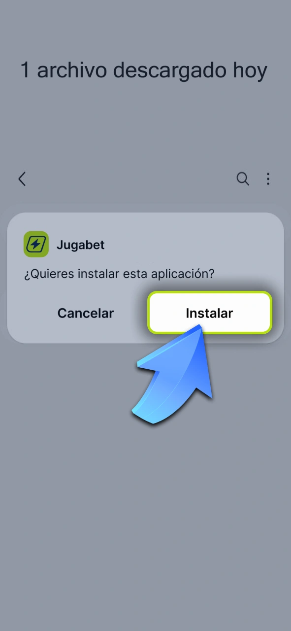 Ejecutá el instalador del paquete para configurar la app de Jugabet en Android.