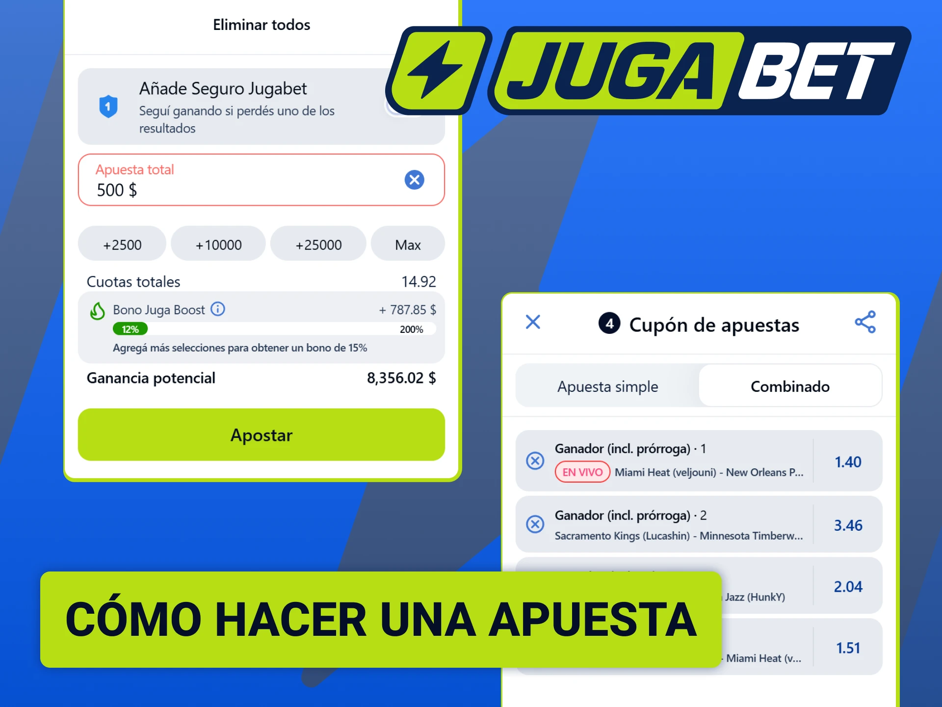 Confirmá tu cupón de apuestas de forma rápida en la app de Jugabet.
