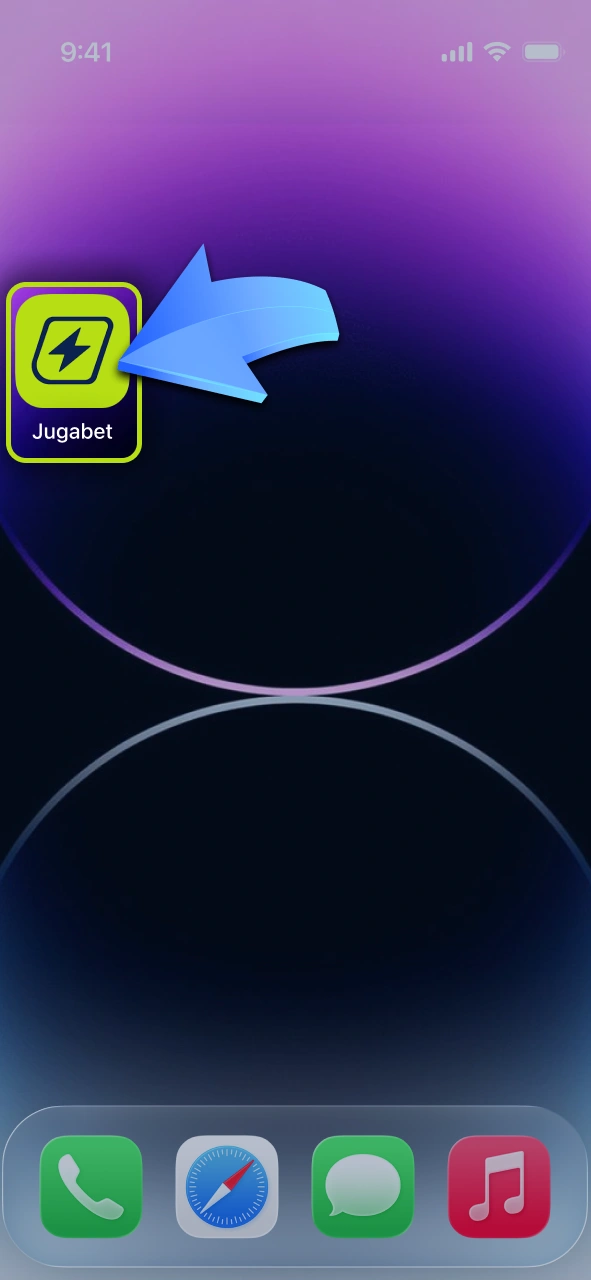 Abrí la aplicación web de Jugabet directamente desde la pantalla de tu dispositivo iOS.