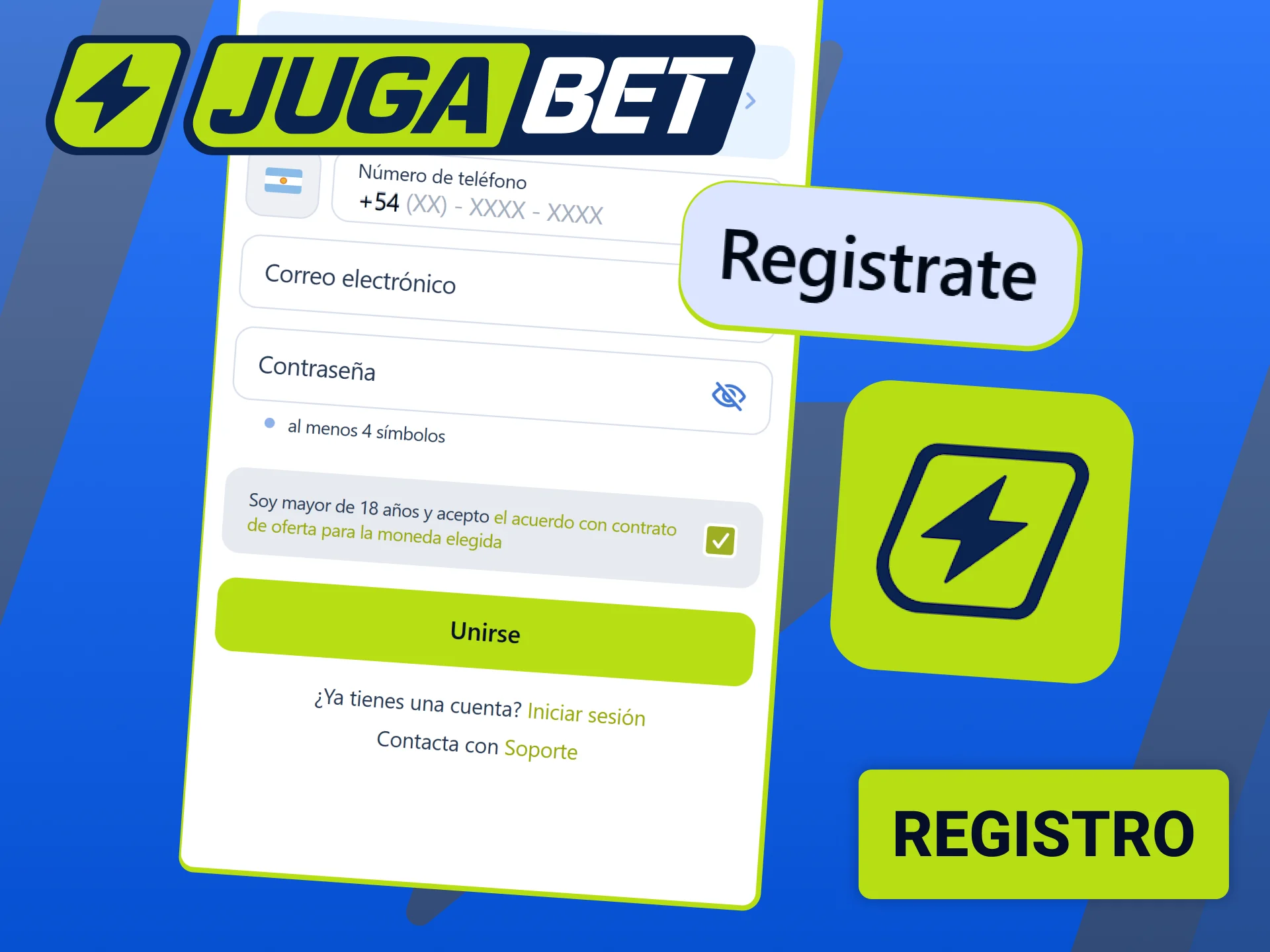 Completá la creación de tu cuenta para empezar a jugar en la app de Jugabet.
