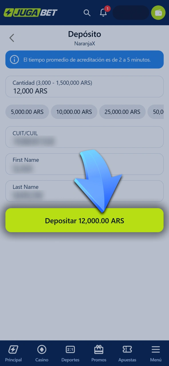 Cargá saldo en tu cuenta para empezar a jugar a Aviator en Jugabet.