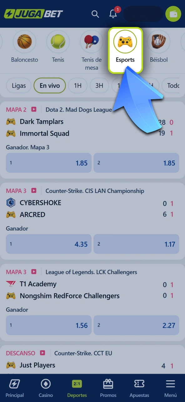 Explorá los torneos y competencias de eSports disponibles en Jugabet.