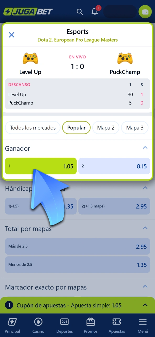 Seleccioná a tu equipo preferido y realizá tu apuesta de eSports en Jugabet.