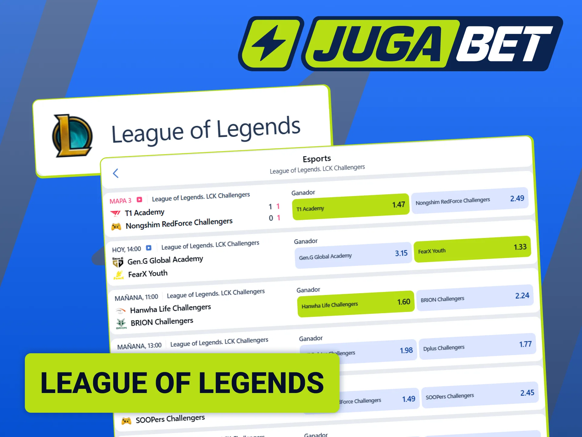 Hacé tus pronósticos para las ligas y mundiales de League of Legends en Jugabet.
