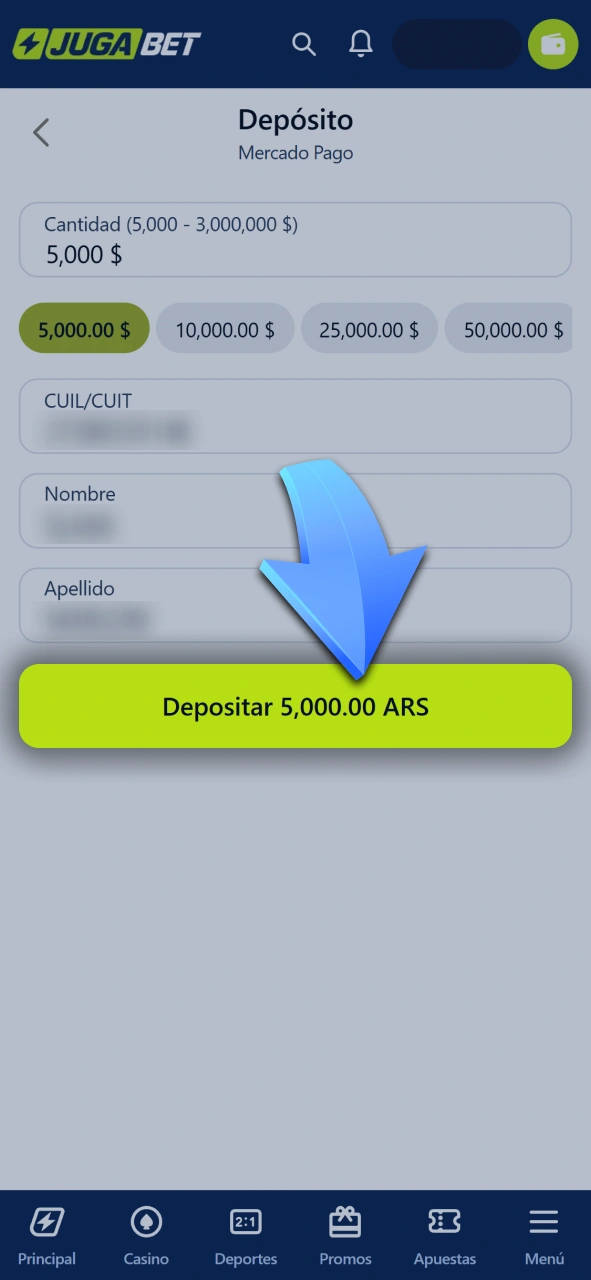 Cargá saldo en tu cuenta para realizar tus jugadas de fútbol en Jugabet.