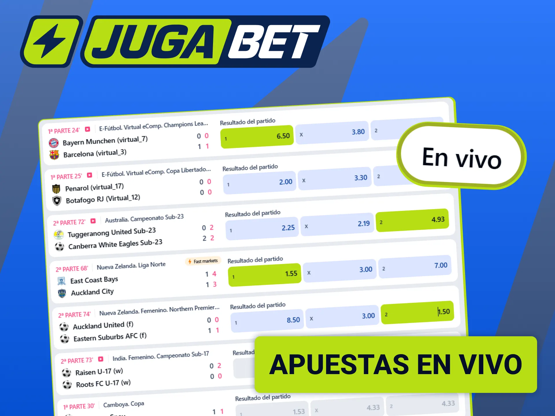 Hacé tus apuestas deportivas en tiempo real mientras siguen los partidos en Jugabet.