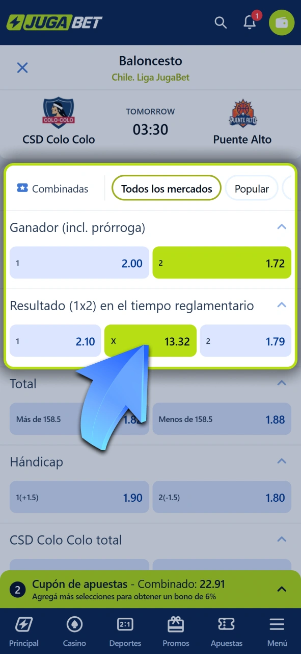 Seleccioná tu pronóstico preferido y realizá tu apuesta en Jugabet.