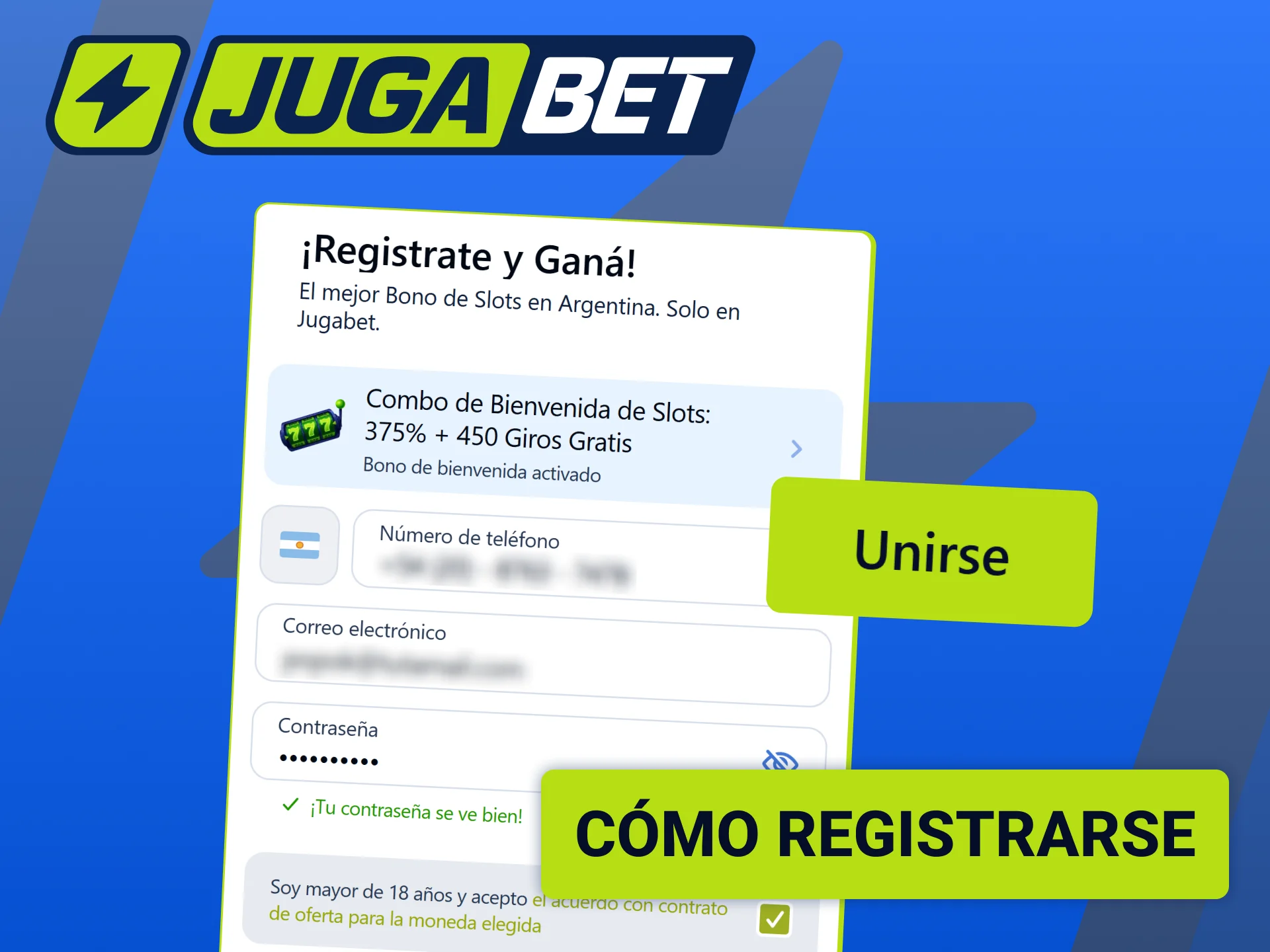 Abrí tu nueva cuenta de usuario en pocos segundos para empezar en Jugabet.