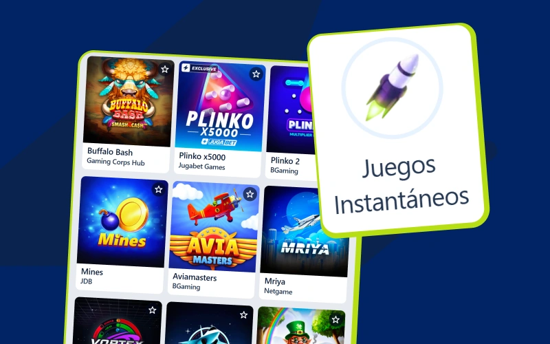 Explorá el catálogo de juegos de resolución instantánea en Jugabet.