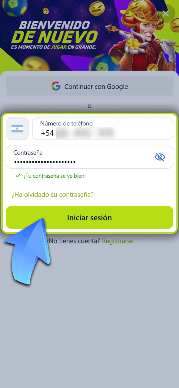 Iniciá sesión en la app para gestionar tus apuestas de MMA en Jugabet.