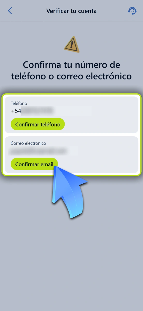 Validá tu número de teléfono o correo electrónico para activar tu cuenta en Jugabet.