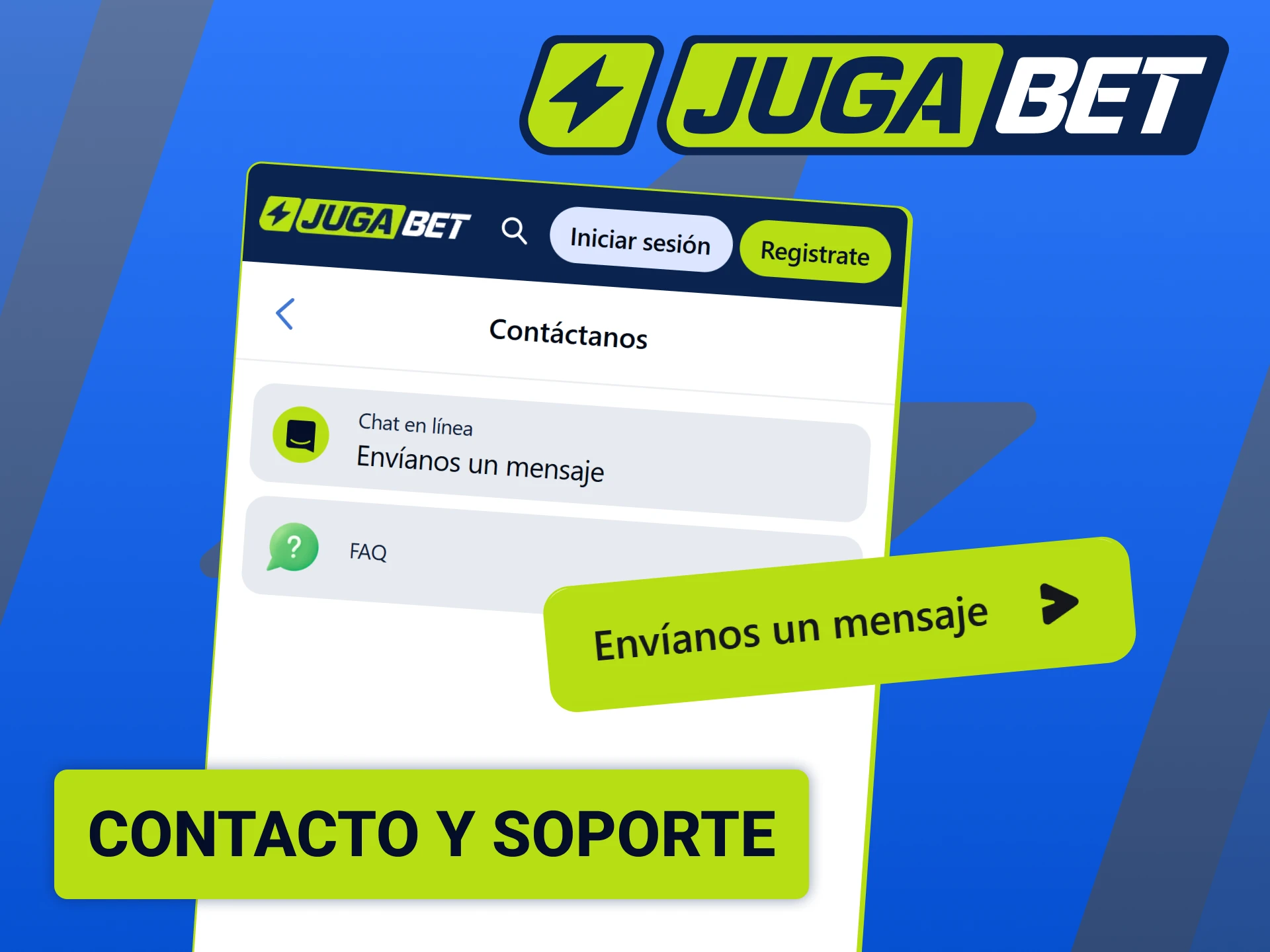 Contactá al equipo de soporte en vivo si tenés inconvenientes al registrarte en Jugabet.