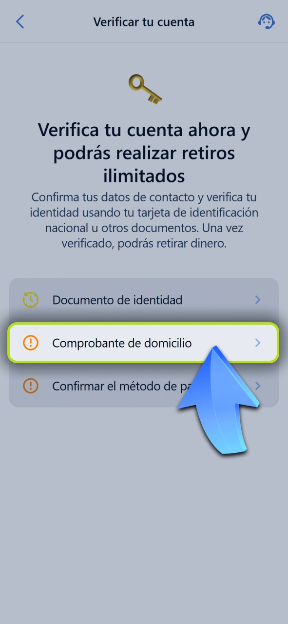 Subí un comprobante de domicilio actualizado para validar tu dirección en Jugabet.