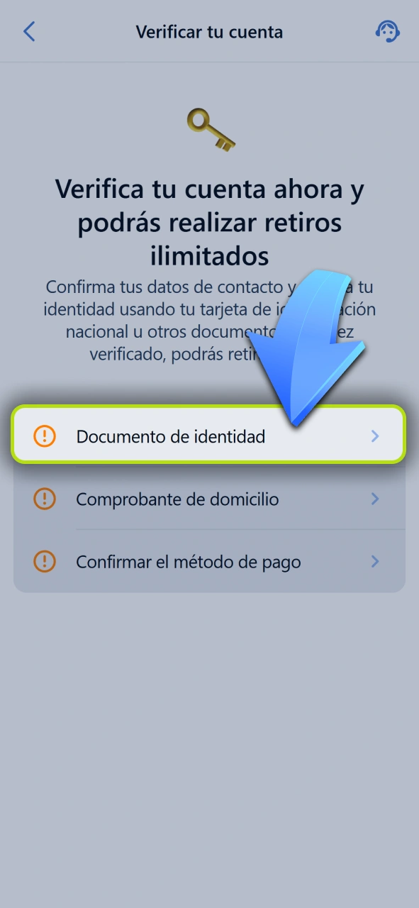 Cargá una foto clara de tu documento de identidad para confirmar tu perfil en Jugabet.