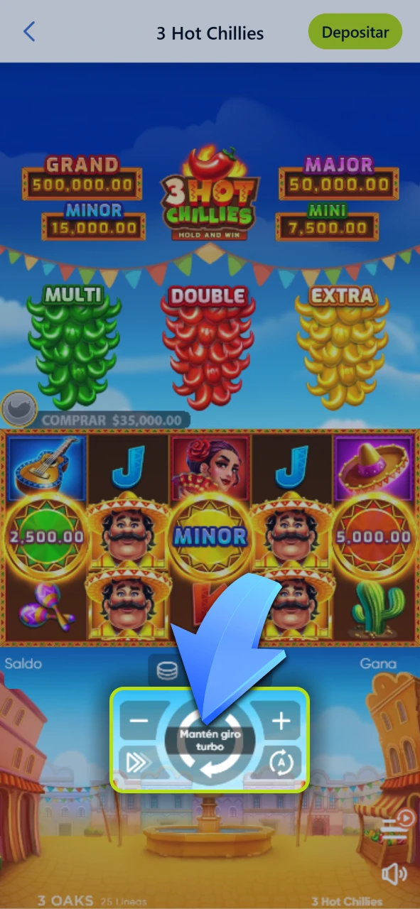 Ajustá el valor de tu jugada y girá los rodillos en Jugabet.