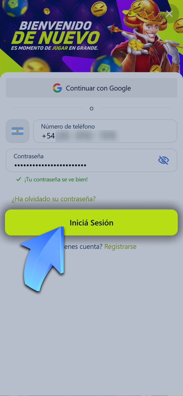 Ingresá a tu cuenta de usuario para acceder al catálogo completo de tragamonedas en Jugabet.